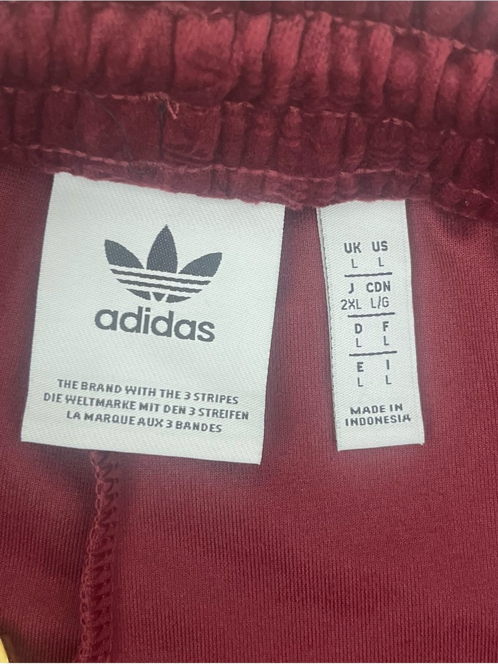 Adidas Originals Velour Track Pants Burgundy Gold IX6735 Mens L Monogram - Picture 6 of 11